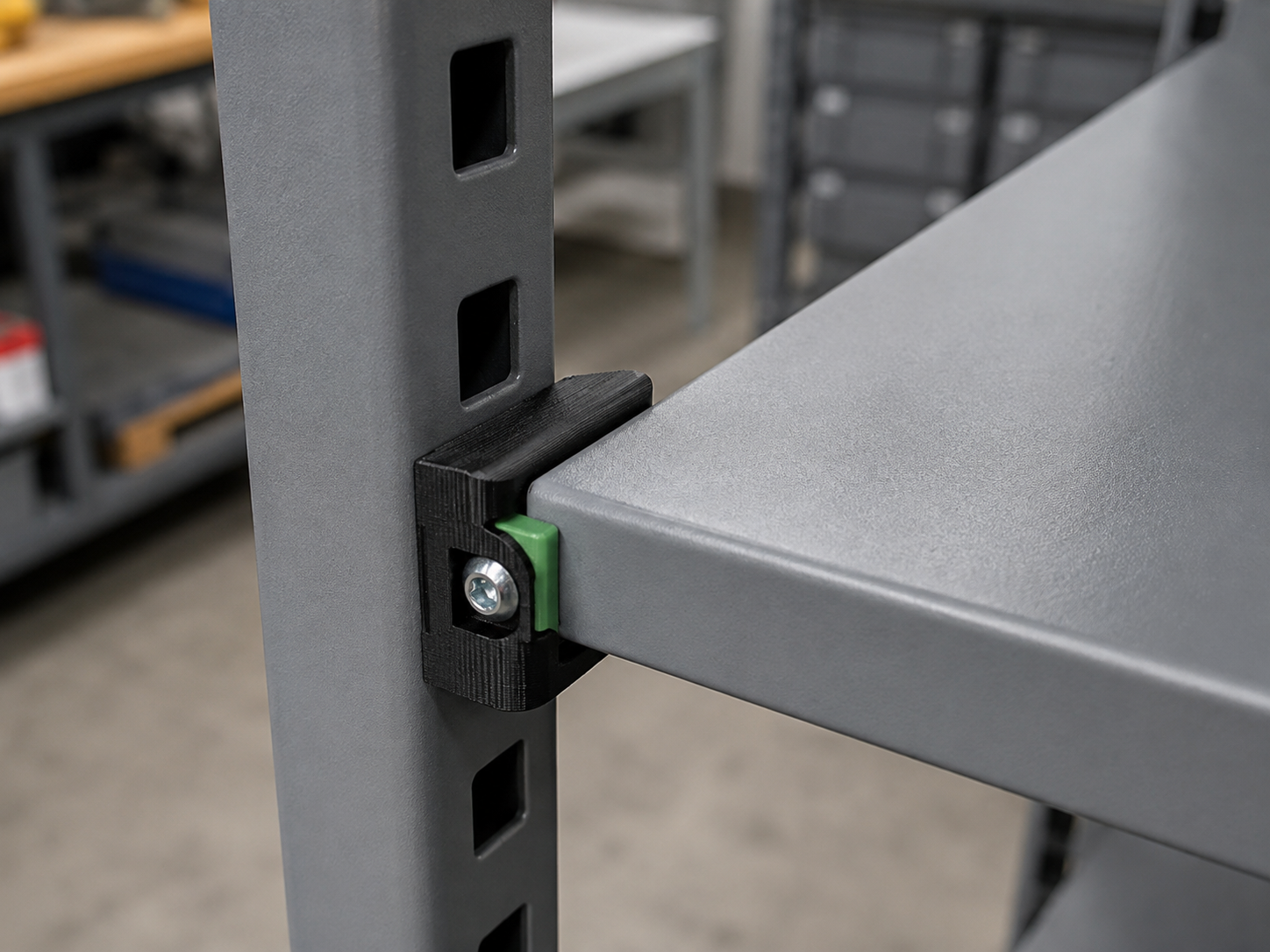KI-generierte Visualisierung eines 3D-gedruckten Einsatzes zur Stabilisierung einer Regalablage